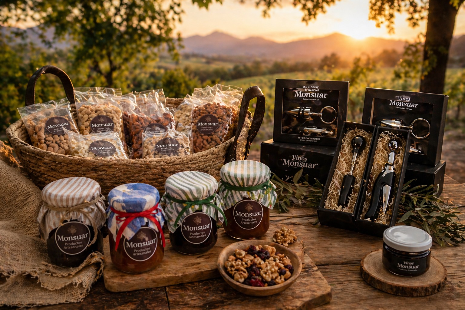 Mesa de feria con productos Monsuar